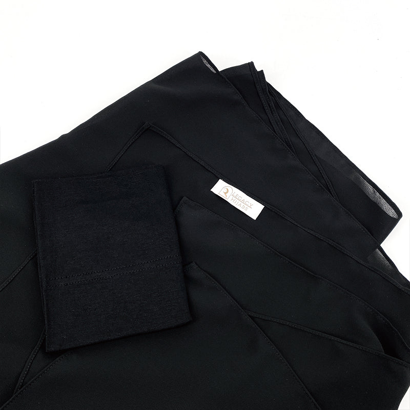 Black Top Quality Chiffon & Undercap Set