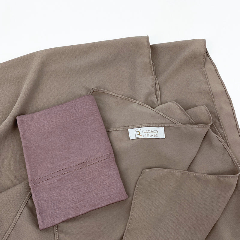 Rose Taupe - Top Quality Chiffon & Undercap Set