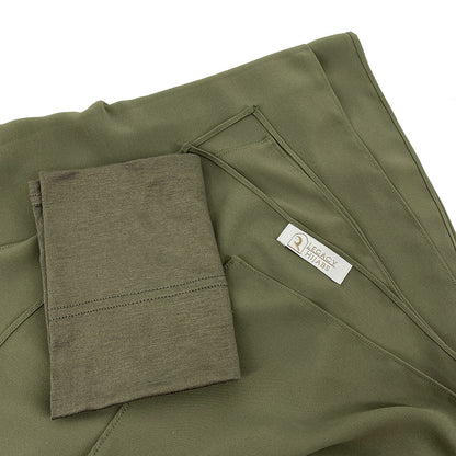 Olive Green Top Quality Chiffon & Undercap Set