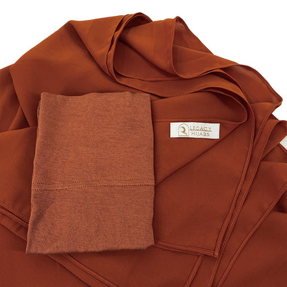 Sienna Orange Top Quality Chiffon & Undercap Set