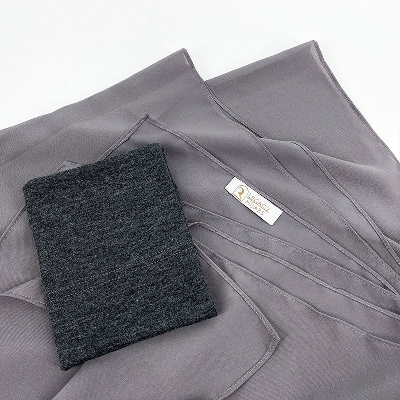 Dark Grey Marle Top Quality Chiffon & Undercap Set