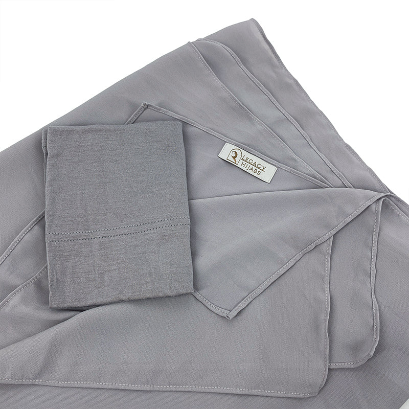 Light Grey Top Quality Chiffon & Undercap Set