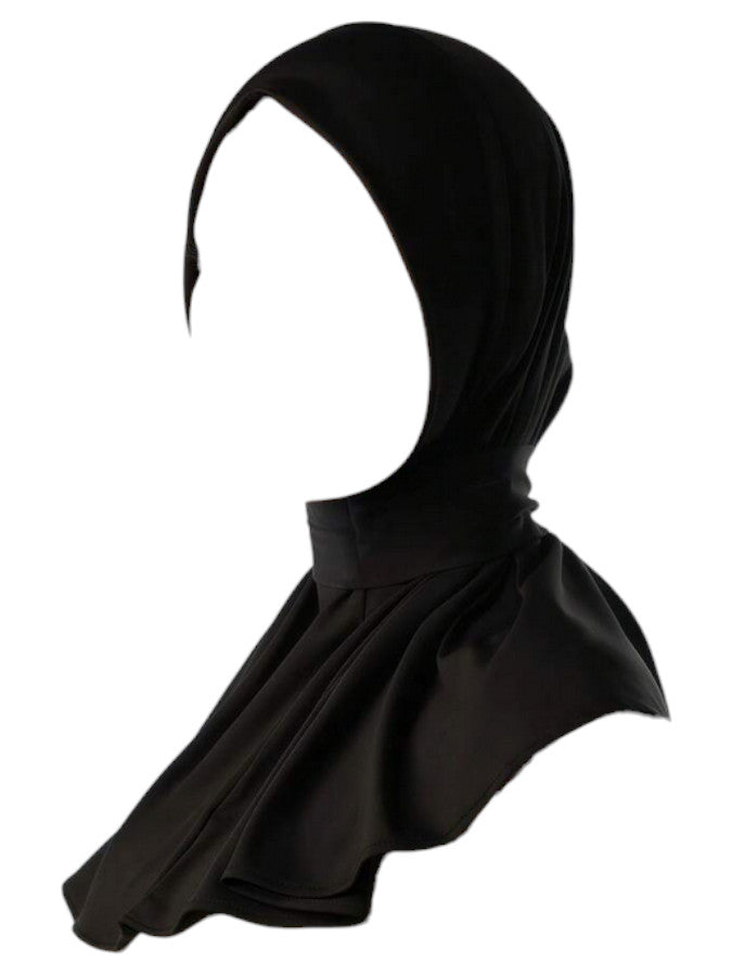 Black Instant Jersey Hijab w/Clip
