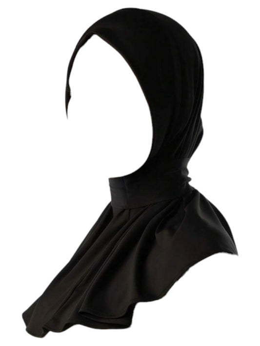 Black Instant Jersey Hijab w/Clip